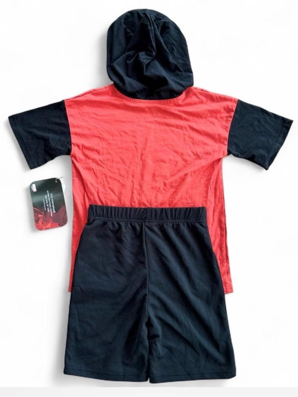 Marvel Spider-Man Miles Morales Boys Hooded Shirt Shorts Set Size 7 Red Black - Picture 7 of 11